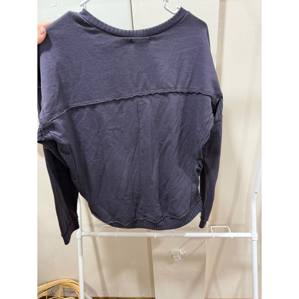 Maurices Womens Charcoal Gray Raw Hem Ribbed Panel Pullover Sweatshirt Small - Picture 4 of 4